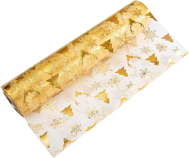 Oneshlee Rollo Camino De Mesa Navidad Dorado, Mantel De Camino De Mesa Dorado Tela Tul, Decoracion Mesa Navidad Hogar, Adornos Navidad Casa Interior Personalizados Impresió Organza Lentejuelas (Reno) — Hogar y cocina