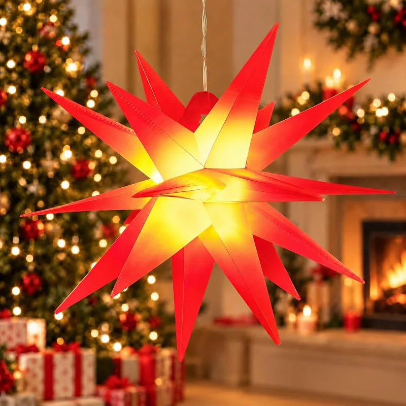 KATELUO LED Estrella Navidad Exterior, Estrella de Navidad LED 3D Estrellas Leds — Decoracion Navidad