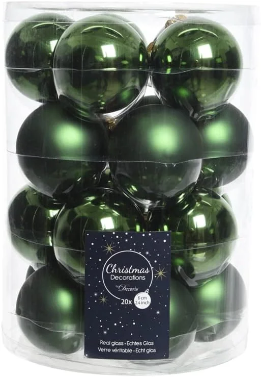 Kaemingk KAE 20 Bolas de Navidad Cristal 6 cm (Verde, piniengrün), Bolas de Navidad Bolas – Bolas Árbol Navidad Bolas De Navidad Joyas — Decoracion Navidad