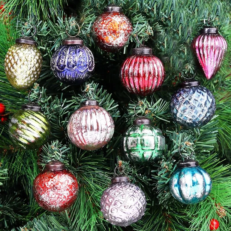 Indian Shelf IndianShelf 12 Adornos de Navidad Grandes y Retro Vintage únicos para árbol de Navidad, Halloween, Año Nuevo, Día de San Valentín, Vacaciones, Eventos y decoración de Fiesta de Boda, 2 Pulgadas — Decoracion Navidad