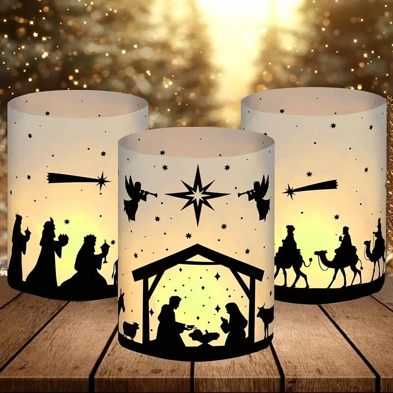 BOYATONG Lote de 12 candelabros decorativos de mesa, decoración cristiana, regalos cristianos, nacimiento de Jesús, pesebre, mini velas de té de Navidad, candelabros decorativos para interior y exterior — Adviento y mesa