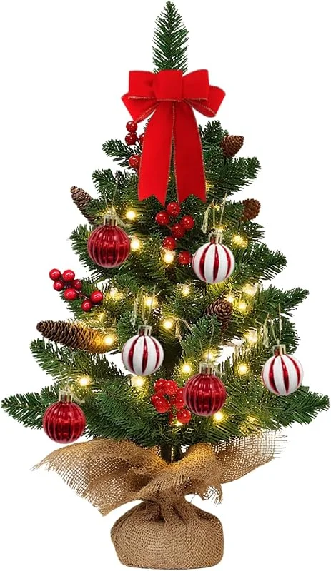 JINGTOPS Arbol Navidad Pequeño Artificial 60cm, LED Arbolito de Navidad Pequeño — Adviento y mesa