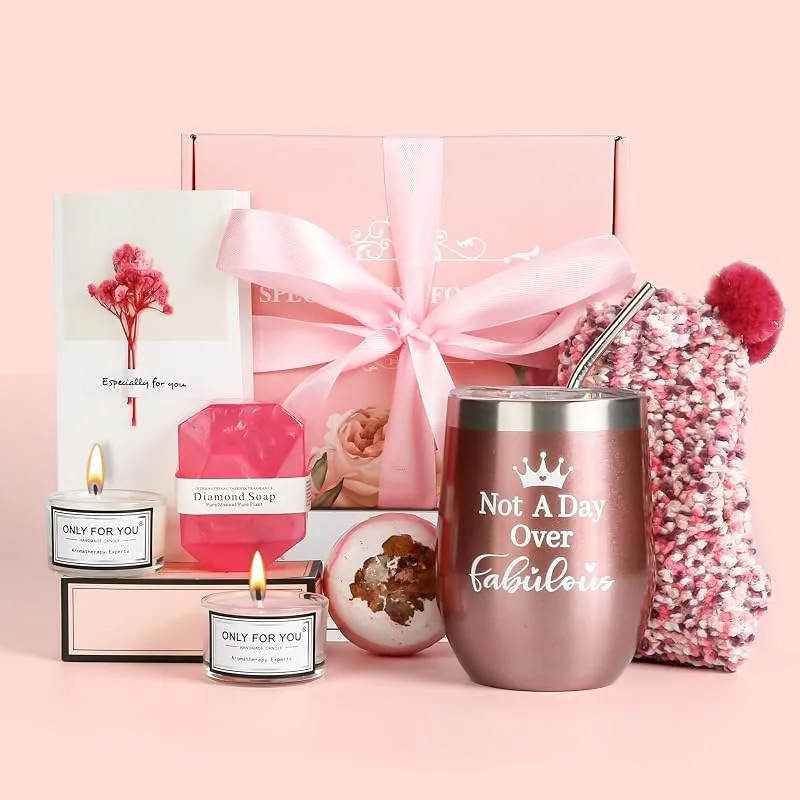 Visita la tienda de Comius Sharp Comius Sharp Set Regalo para Mujer - Copa de Vino de Acero Inoxidable Con Velas Perfumadas y Calcetines - Regalos Cumpleaños para Joven Amiga Novia Mama Maestra Hermana — Vino y mesa festiva
