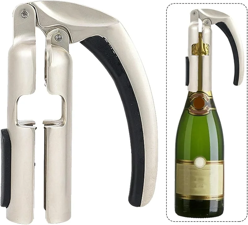 Ssiyiya Abridor de botellas de champán, sacacorchos para vino espumoso, abridor de vino para bar y cocina, extractor profesional para vidrio y corcho (plata) — Vino y mesa festiva