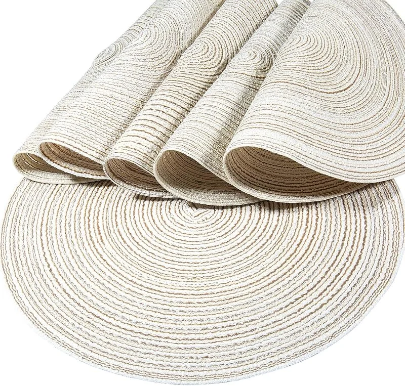 Diealles Manteles Individuales, 6 Piezas Salvamanteles Individuales Beige, Manteles Individuales Redondos, Individuales Mesa Lavables para La Mesa de Cocina — Hogar y cocina