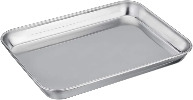 TEAMFAR Mini bandeja para hornear, bandeja de horno pequeña de acero inoxidable, bandeja para horno, mini bandeja rectangular para hornear y servir, 23 x 18 x 2, 5 cm, saludable y duradera, pulida y — Hogar y cocina