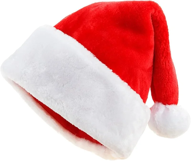 HQRKOTM 1 pieza Gorro de Navidad para adultos, gorro de Papá Noel, gor-ro de Papá Noel, Santa Claus cómodo y grueso clásico traje de terciopelo para fiestas festivas de año nuevo (rojo). — Ropa Navidad