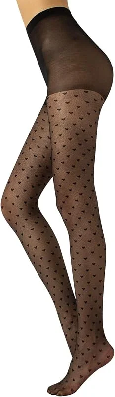 Visita la tienda de CALZITALY CALZITALY – Pantimedias diseño corazones, Medias de Lunares con Forma de Corazón, Negro, S, M, L, XL, 20 DEN, MADE IN ITALY — Ropa Navidad