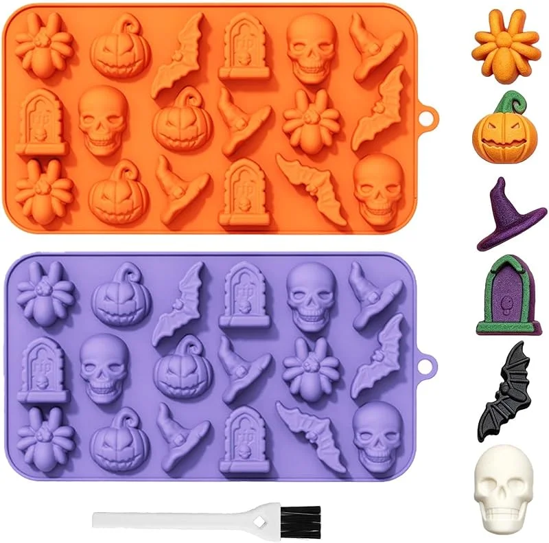 FAINCA Molde de Chocolate Silicona para Halloween 18 Cavidades 2 Piezas — Hogar y cocina