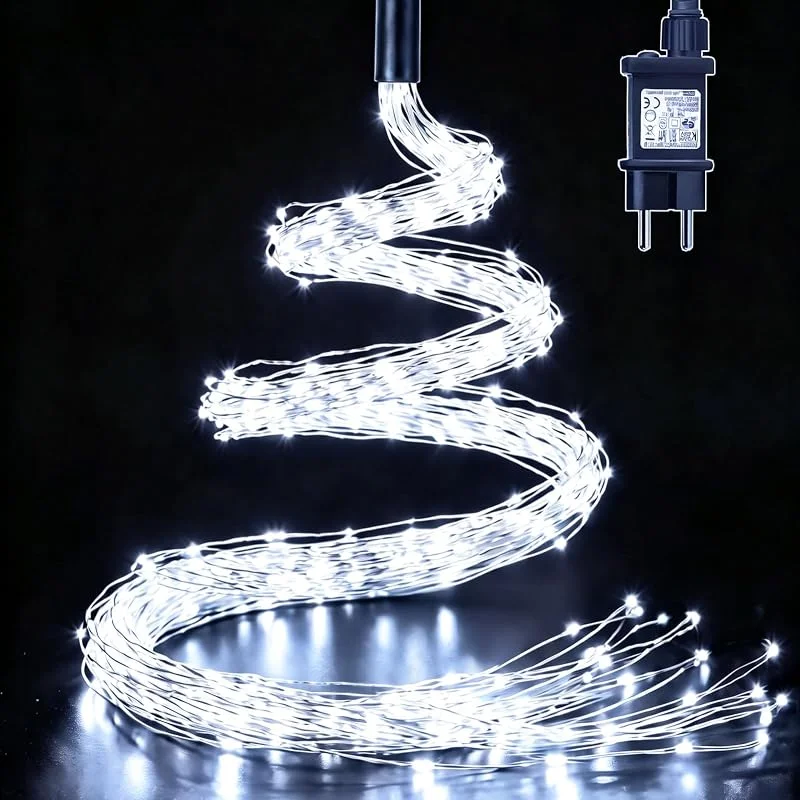 yowin Luces Árbol Navidad 2M 400 LED Luzes Cascada con Enchufe Temporizador — Luces Navidad