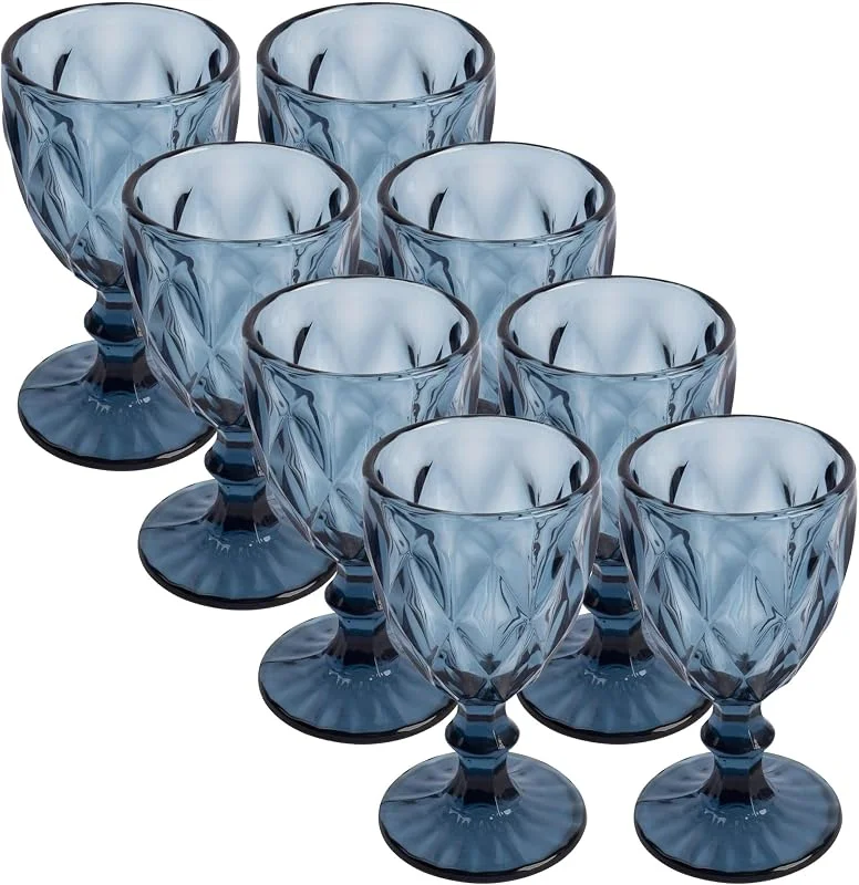 San Ignacio Juego de 8 Copas de cristal de 250ml Azul — Vino y mesa festiva