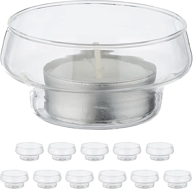 Visita la tienda de Relaxdays Relaxdays Pack 12 Portavelas Flotantes, Soportes Velitas de Té, 3, 5x6, 5 cm, Decoración Estanque y Piscina, Transparente — Cena a la luz de velas