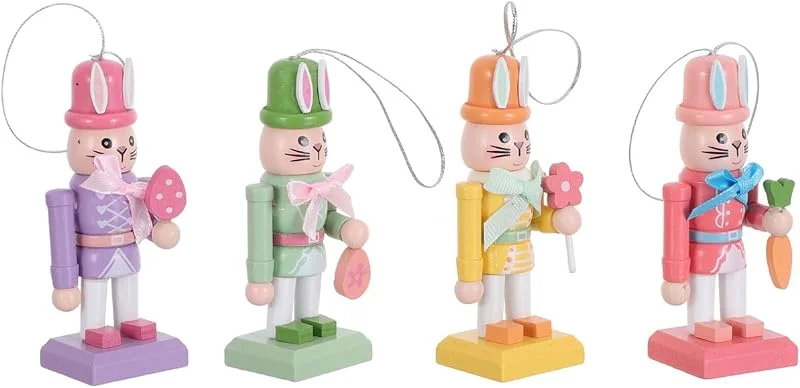 PRETYZOOM 4 Adornos de Cascanueces de Conejito de Pascua de Madera Grande 12, 5 Cm, Decoración del Hogar de Pascua, Figuras de Conejo para Decoración de Mesa y Fiesta — Decoracion Navidad