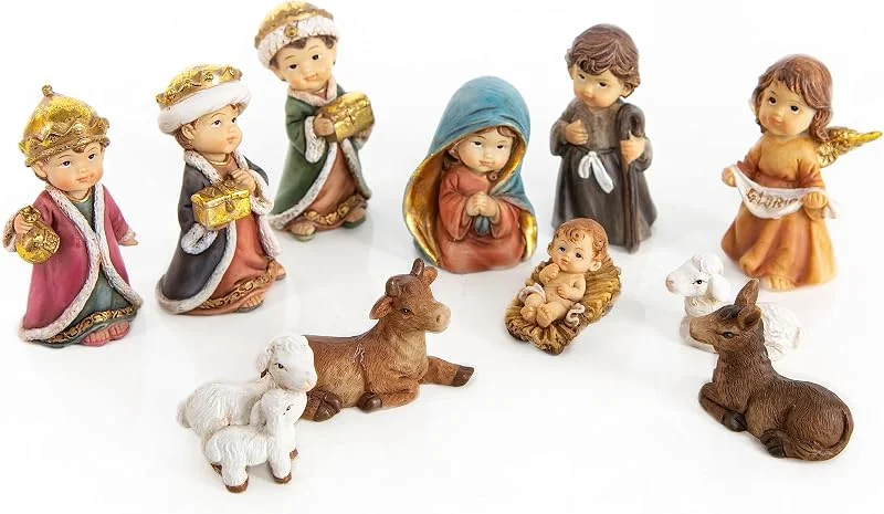Visita la tienda de Logbuch-Verlag Logbuch-Verlag Pesebre Nacimiento belén 12 figuritas Infantiles Decorativas 4-7 cm - decoración de Navidad Pesebre Infantil — Decoracion Navidad