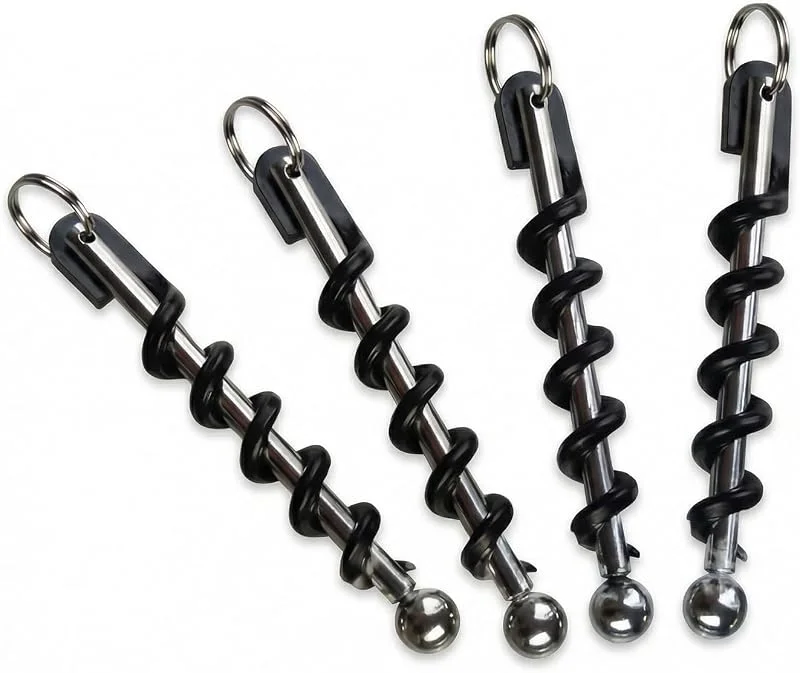 HoxzoDa Mini Llavero Sacacorchos 4 Piezas, Abridor de Vino Portátil y Abrebotellas – Pequeño, Ligero y Práctico para Picnic, Camping, Viaje, Fiesta y Regalo — Vino y mesa festiva