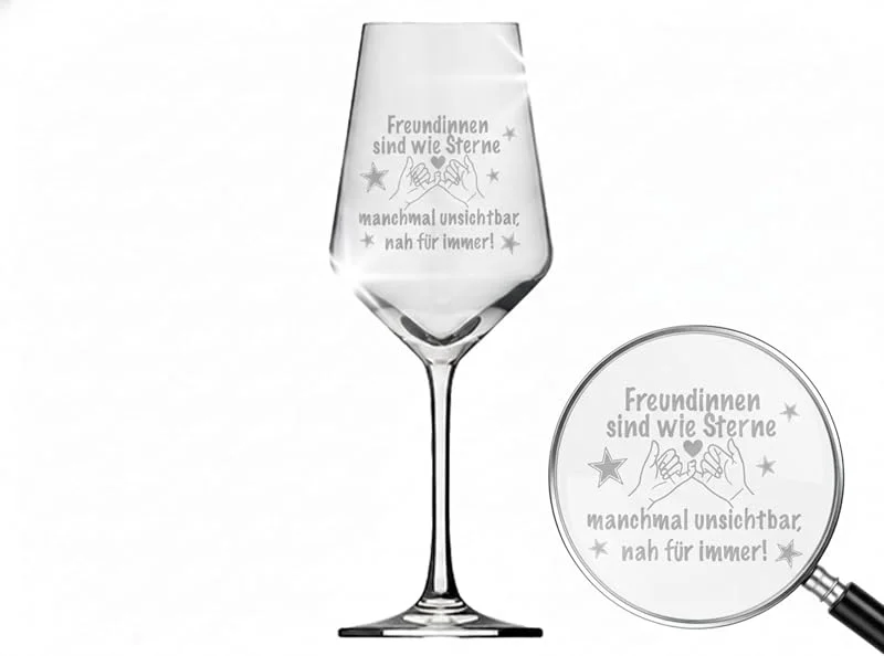 Valhalla Copa de Vino Grabado Amigas 350ml Apta Lavavajillas — Vino y mesa festiva