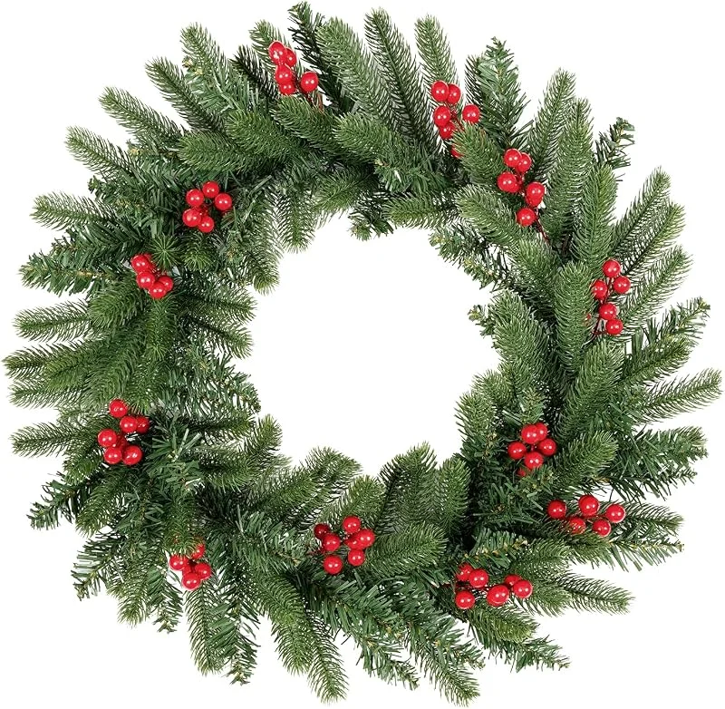 Visita la tienda de Uten Uten Corona Navidad Grande, 50 cm, con 12 Frutos Rojos, Material de PVC y PE, Decoraciones Navideñas Puertas, Chimeneas, Ventanas — Decoracion Navidad