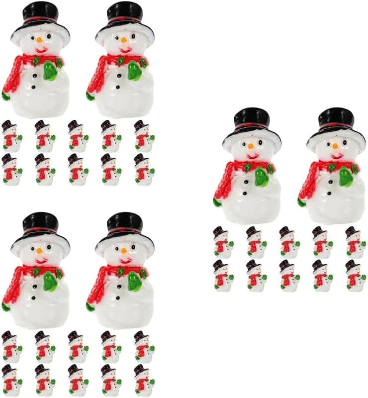 PRETYZOOM 36 Piezas Figura Mini de Muñeco Invernal Navideño de Resina para — Decoracion Navidad