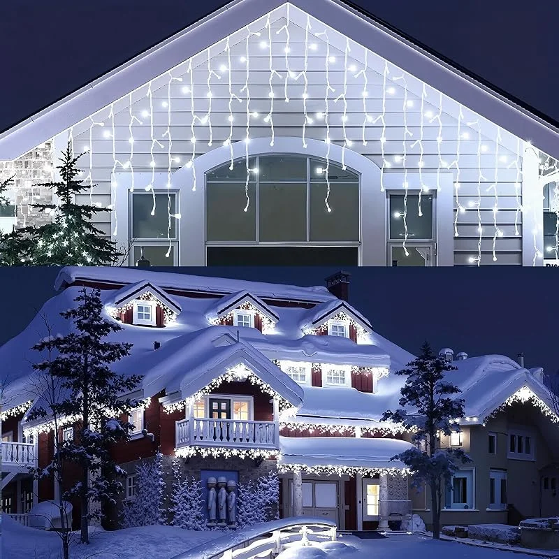 Visita la tienda de Rintea Rintea Luces de Navidad Exterior, 10M + 3M 400 LED Luzes Natal Exterior con Temporizador, 8 Modos, Función de Memoria, IP44 Impermeable Cortina de Luces Navidad para Ventana Alero y Balcon