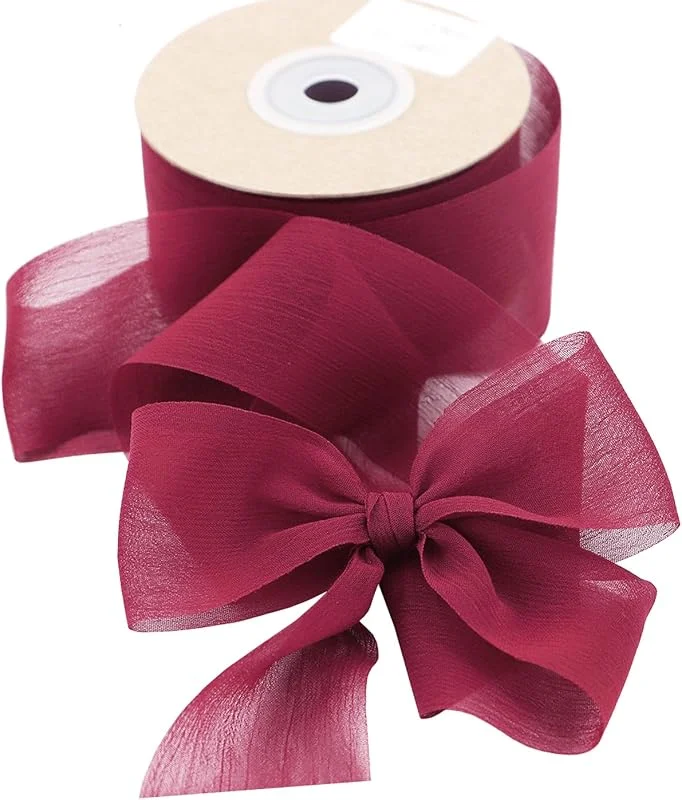 WDZGX Cinta para Regalo Cintas de Seda 3.8cm Ribbon de Gasa Rojo de Saten — Envoltorio regalo