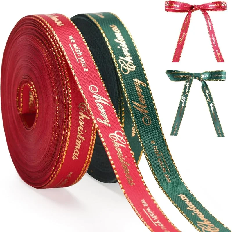 Visita la tienda de G2PLUS G2PLUS 2 Rollos Cinta Navidad, 10mmx9m Cinta Roja y Verde con Feliz Navidad — Envoltorio regalo