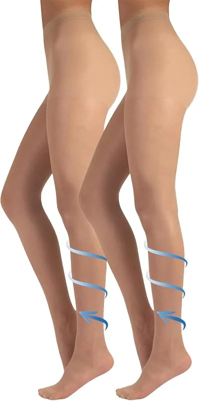 Visita la tienda de CALZITALY CALZITALY - 2 Pares Medias de Descanso, Pantimedias con Compresión Media 8 mm, Hg, 40 DEN, Negro, Natural, S, M, L, XL, Made in Italy — Decoracion Navidad