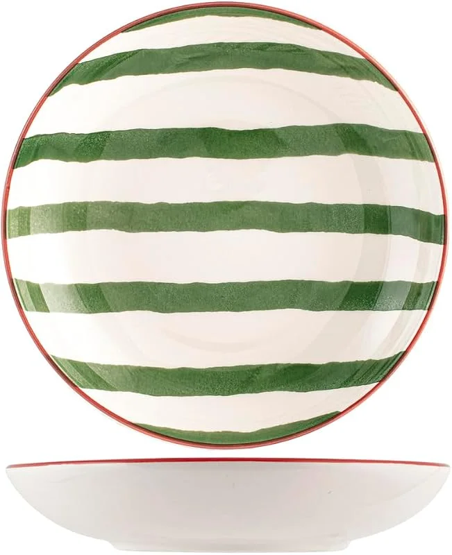 H&H set 6 piatti fondi natalizi Stripe cm 20 — Adviento y mesa