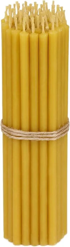 Visita la tienda de NKlaus NKlaus 36261 Lot de 50 velas de cera de abeja finas sin hollín y sin gotas de larga duración Dorado 16 cm Para fiesta y decoración — Cena a la luz de velas