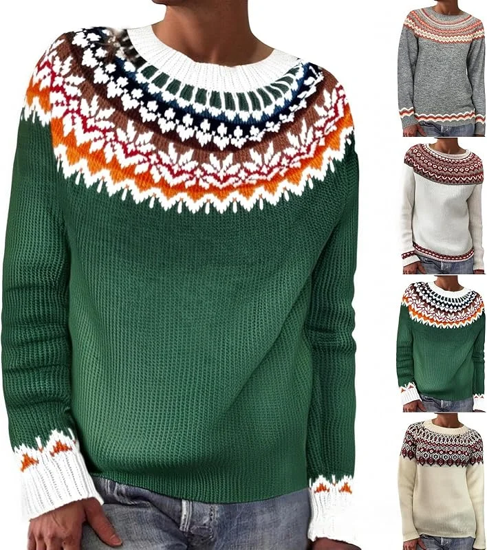 Generic HUIFUAO - Suéter de Navidad para mujer, talla grande, suéter de Navidad de moda noruega, nórdico, islandés, térmico, cálido, vintage, gráfico, manga larga, sudadera — Ropa Navidad
