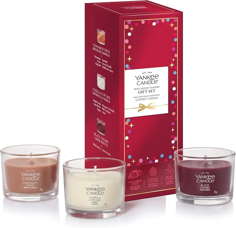 Visita la tienda de Yankee Candle Yankee Candle Set de regalo de velas perfumadas, 3 mini velas votivas rellenas, Mezcla de cera de soja, Regalos perfectos para mujeres — Cena a la luz de velas
