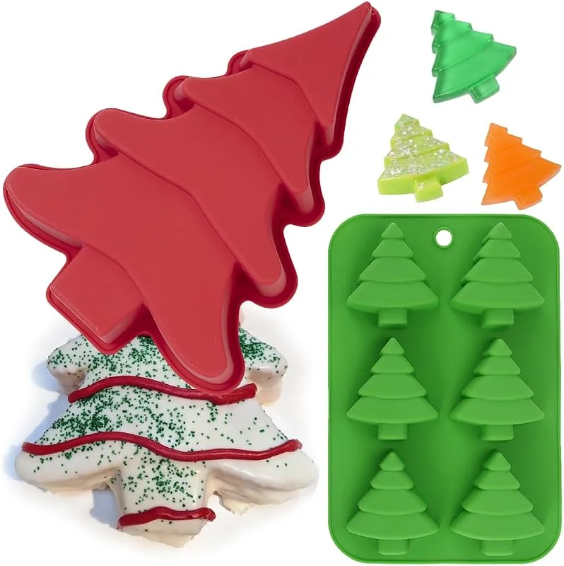 JAHEMU Molde de silicona árbol de Navidad, Molde para tartas de Navidad, molde de chocolate, molde para dulces, molde para hornear, 2 Piezas — Hogar y cocina