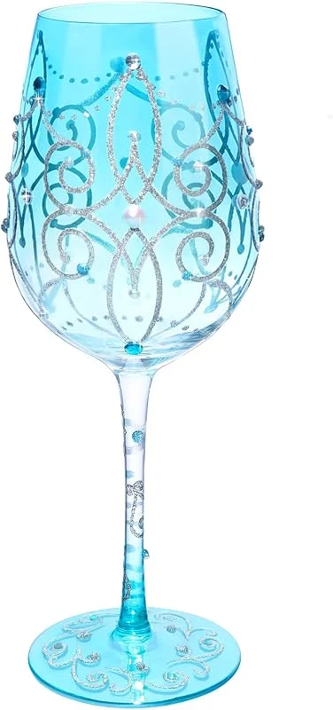 Visita la tienda de NymphFable NymphFable Copa de Vino Pintada a Mano Princesa Azul Copa de Vino Tinto 15oz Regalo para Cumpleaños Bodas Fiestas — Vino y mesa festiva