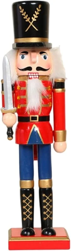 Gcroet Decoración navideña de Cascanueces 11.8 Figuras de Cascanueces con Detalles Pintados de Madera sosteniendo una Espada para decoración de Mesa navideña, Espada. — Decoracion Navidad