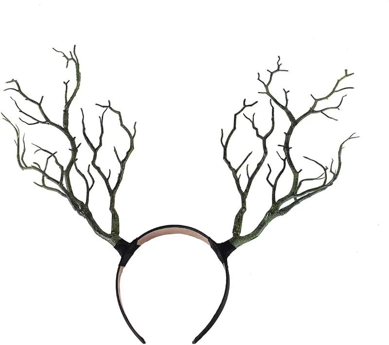 Beavorty Diadema de Asta Diadema Gótica de Cuerno de Ciervo de Astas de Rama de Árbol Disfraz de Cosplay Aro de Pelo para Halloween Fiesta de Cosplay de Navidad — Ropa Navidad