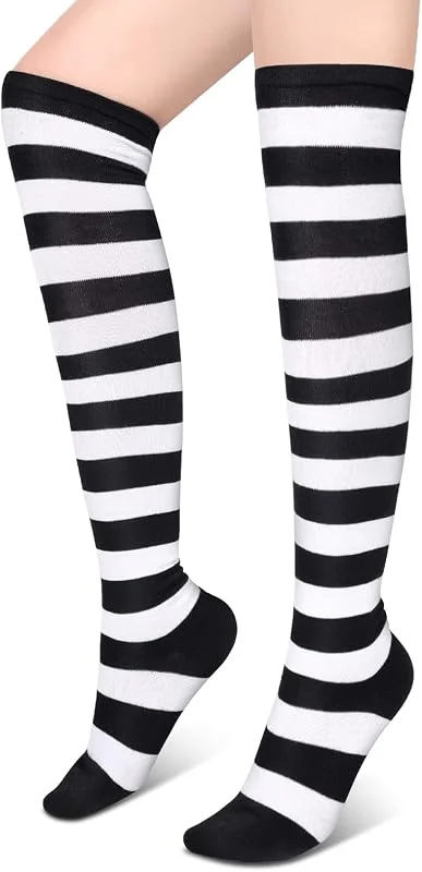 Blulu Calcetines hasta la Rodilla a Rayas para Mujer — Ropa Navidad