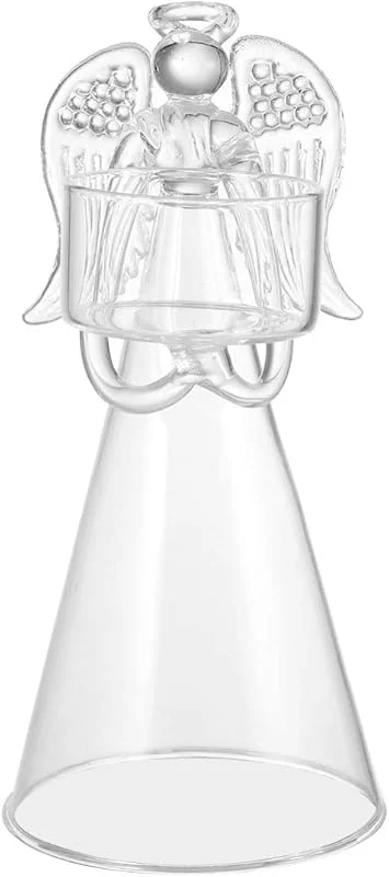 Veemoon Candelabro de ángel de cristal para velas votivas taza de vela de Navidad estatua de ángel centro de mesa para bodas, fiestas hogar — Cena a la luz de velas