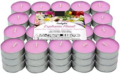 VELAS LUMAR Juego de 60 velas de té perfumadas explosión floral — Cena a la luz de velas