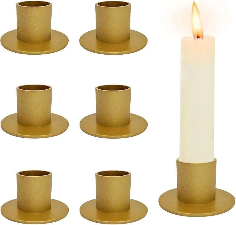 Royiwe 6 candelabros dorados, candelabros retro, para salón, comedor y dormitorio, decoración de chimenea (6 unidades doradas) — Cena a la luz de velas