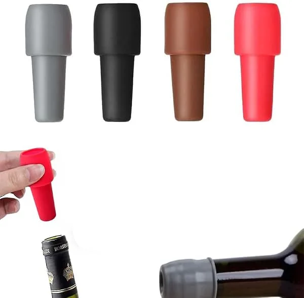 Visita la tienda de CLRZOL Tapón Reutilizable para Botellas de Vino espumoso, Tapones de Silicona para Botellas de Vino, para Cerveza, champán, Prosecco, Uso doméstico (4 Pcs) — Vino y mesa festiva