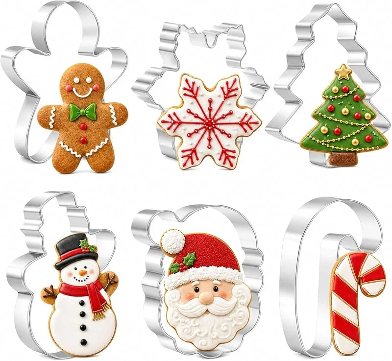 ririess Cortadores de galletas Navidad grandes, 6 piezas acero inoxidable — Hogar y cocina