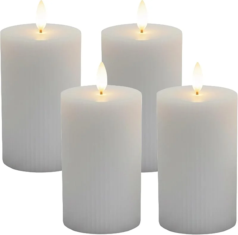 Visita la tienda de Relaxdays Relaxdays Velas LED Parpadeantes, Cera Real, Gris Claro — Cena a la luz de velas
