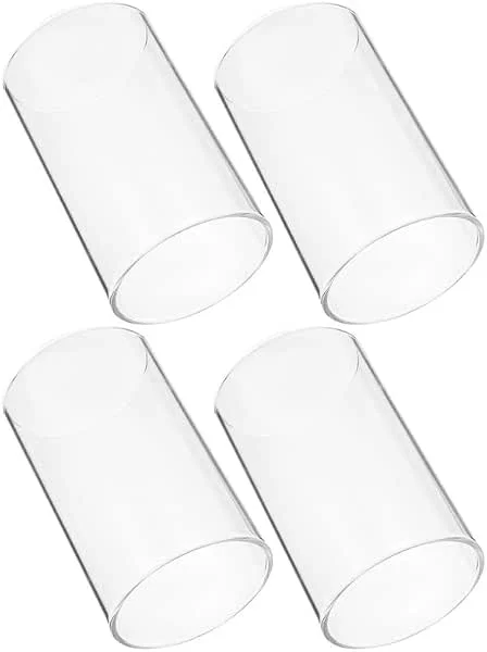 Garneck Cilindro de cristal sin base, 7 cm de diámetro, para interior y exterior, transparente, portavelas 4 unidades, 10 x 7 x 7 cm, cilindro de repuesto, fiesta, hogar, banquete, al aire libre — Cena a la luz de velas