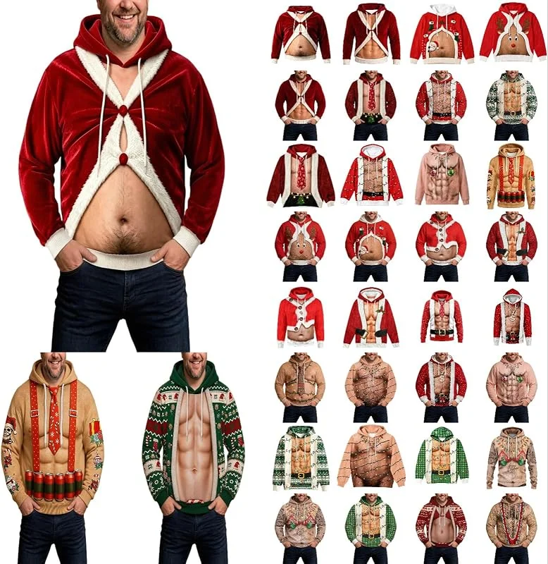 Genérico Sudadera Navidad para Hombre, Hortera Talla Grande Clásico Sweaters Estilo Informal Xmas Suéter de Punto Oversize Gracioso Jumper Regalos — Ropa Navidad