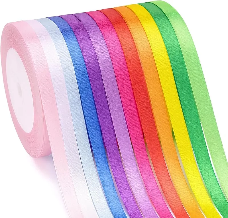 Visita la tienda de G2PLUS G2PLUS 12 Rollos Cinta de Raso Color Arcoíris, Cinta Regalos 6mm x 22 m — Envoltorio regalo