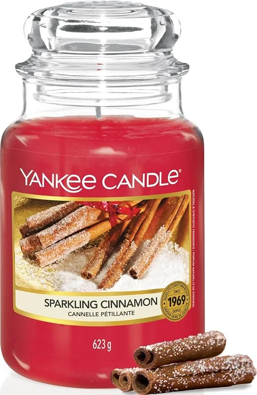 Visita la tienda de Yankee Candle Yankee Candle Vela aromática en tarro grande de Sparkling Cinnamon Place, Velas de larga duración: hasta 150 h, Regalos perfectos para mujeres — Cena a la luz de velas