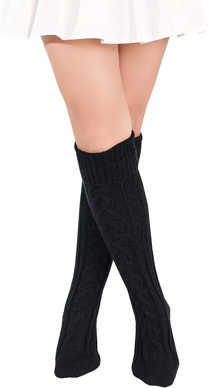 FGFD&OU Calcetines Largos Mujer Calcetines Hasta la Rodilla Termicos Calentadores de Punto Caliente Invierno para Niñas y Mujeres Medias Navideñas — Ropa Navidad