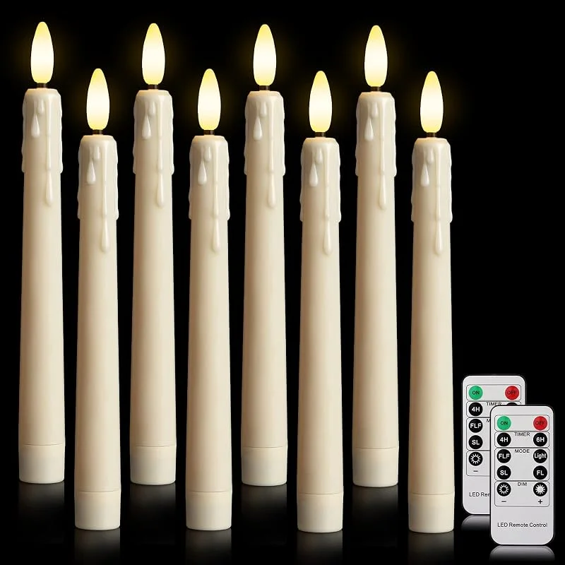 Visita la tienda de ZIYOUDOLI Velas LED con mando a distancia, parpadeantes, funciona con pilas, velas LED Luminicious cálidas 3D, 8 unidades para comedor, dormitorio, salón, chimenea, cita romántica — Cena a la luz de velas