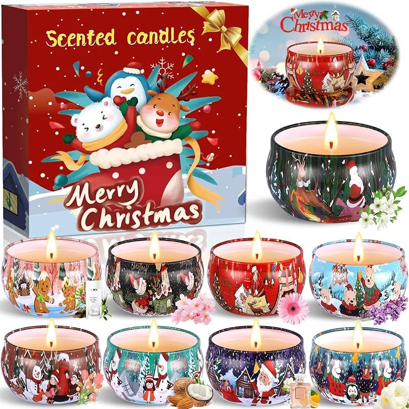 NCKIHRKK Velas Aromáticas Navidad, 9 Pack Cera de Soja Velas Navidad — Cena a la luz de velas