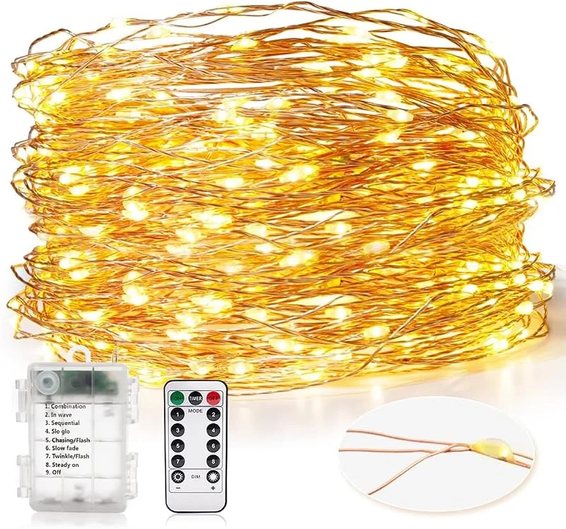 Visita la tienda de TOYTOPIE Luces Guirnalda, Cadena de Luces 300 LED Luces Jardín Pilas, Impermeable IP65, Alambre de Cobre Luces Interiores Blancas de Exterior para Bodas Decoracion Casa Navidad Fiesta (99 ft, 30 m) — Luces Navidad