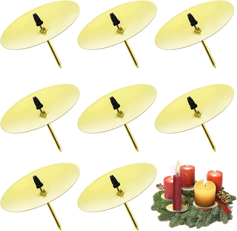 Gucass 8 coronas de Adviento para candelabros, diámetro de 6 cm, soporte para velas de Adviento, candelabro de metal con mandril, para decoración de corona de Adviento, decoración de Navidad — Adviento y mesa